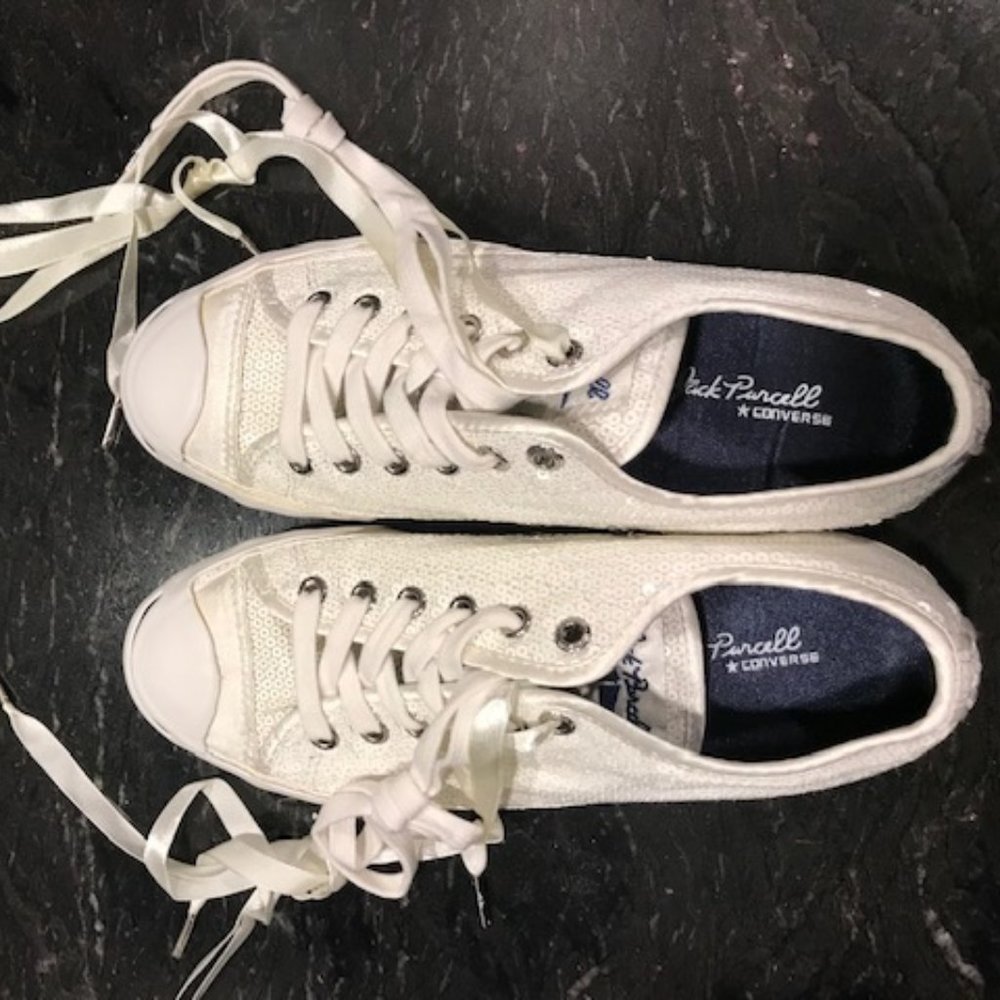 Converse Jack Purcell Sequin White Oxford Shoes